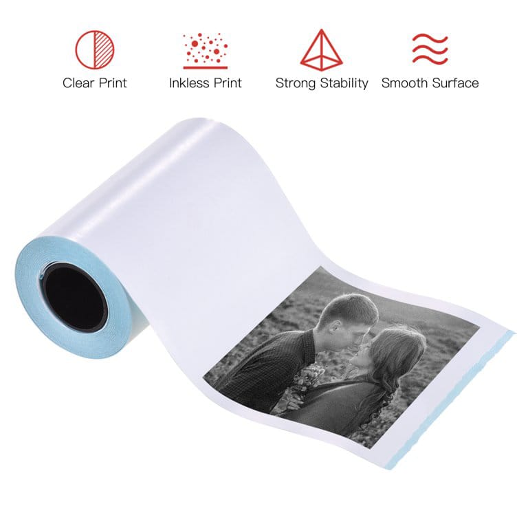 10pcs 57*30mm Sticker Thermal Paper Rolls for Label Printer Mini Thermal Printer Waterproof Oil-proof Sticky Paper Self-Adhesive Thermal Paper, White. 