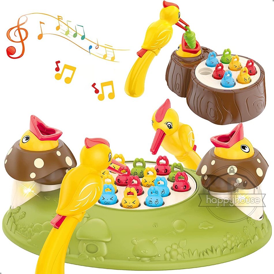 Misical Woodpecker Feeding Toy For Kids Electronic Bird Play Set Montessori Educational Learning Game Toys for Boy Girl Child. 