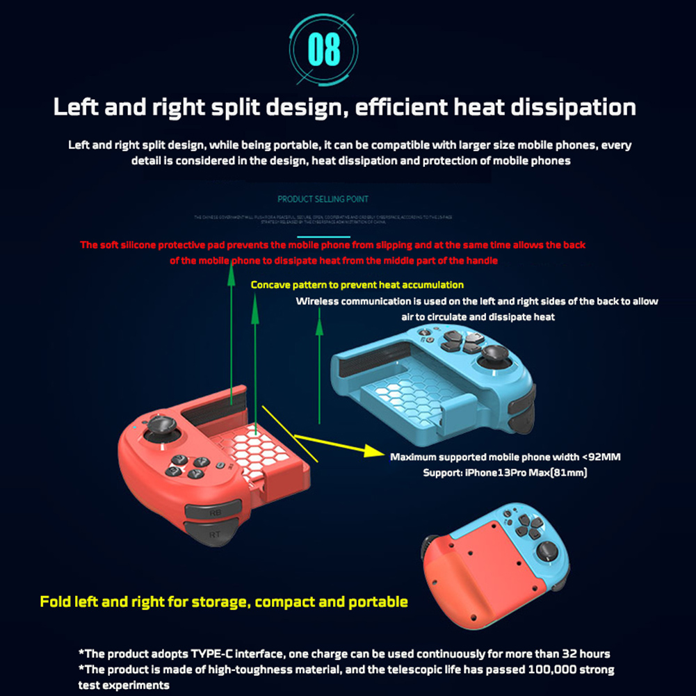 Mocute 061 Gamepad Wireless Bluetooth Left Right Split Game Controller Gaming Joystick Gamepads For Android/IOS Phones. 