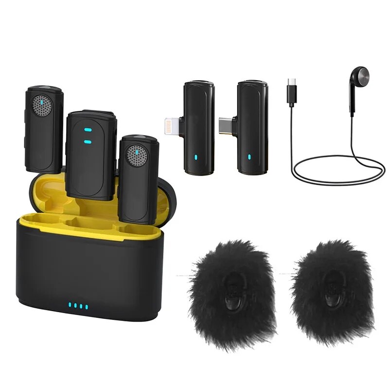 J20 Wireless Lavalier Microphone Noise reduction Portable Interview film Video Recording Live For For iPhone Android. 