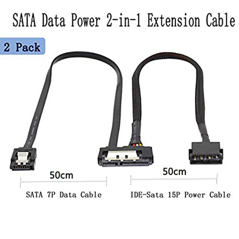 Pcs SATA 6G Data Cable, SATA Power 2-In-1 Extension Cord,LP4 IDE