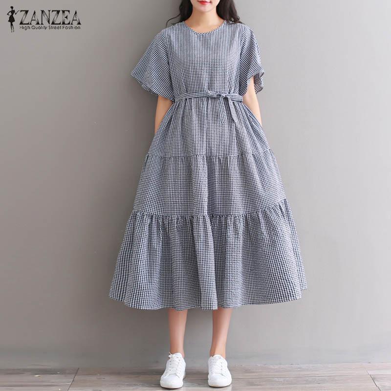 Womens Summer Short Sleeve Belt Striped 