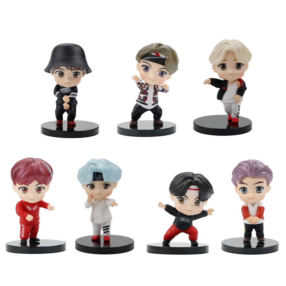 【WSJJ Store】(NEW)7 Pcs BTS Figures Model Mini Doll Decorations Cake BTS Idol Figure
