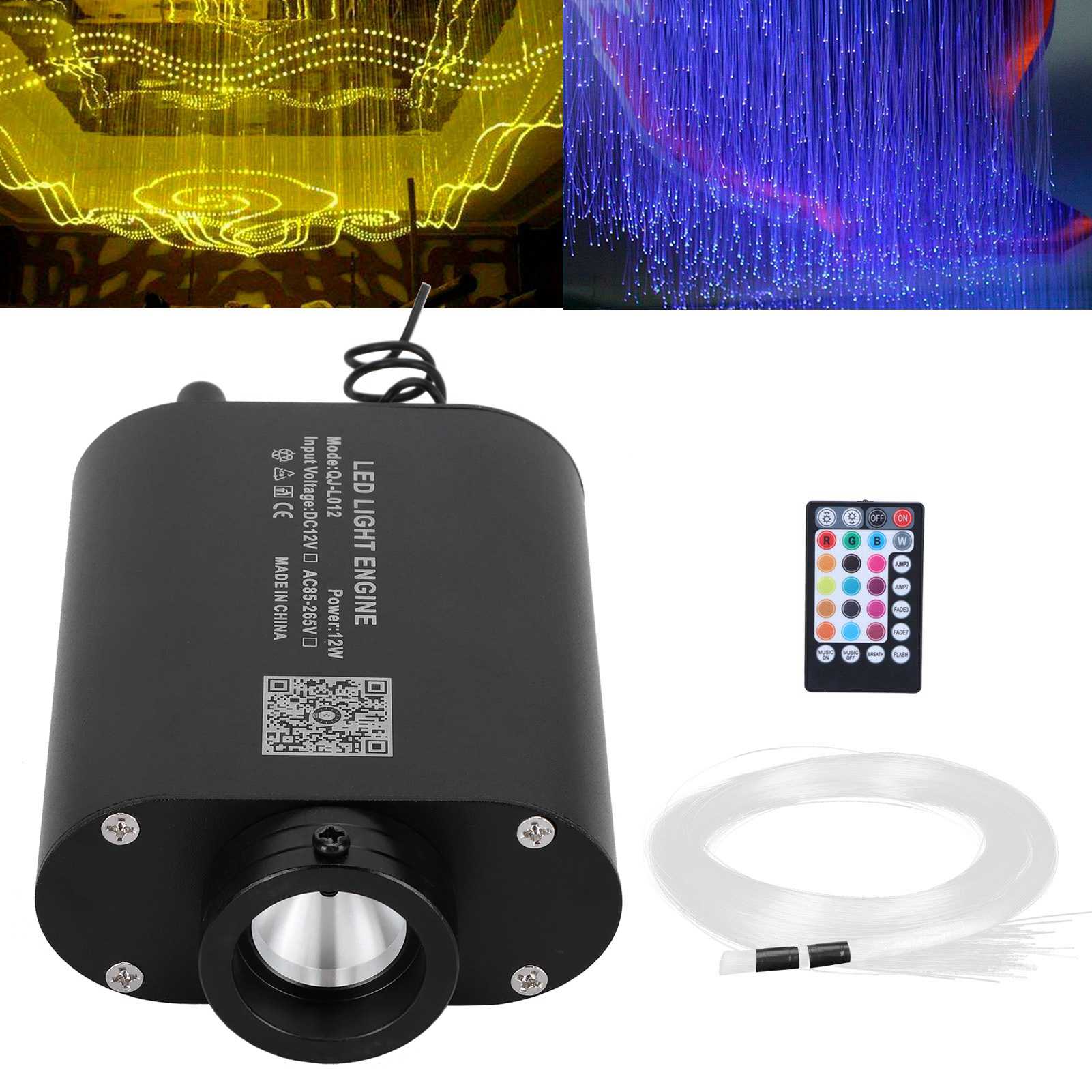 12W 2m Optic Fiber Cable Lamp Car Ceiling Light Kit RGBW Source Device GS. 
