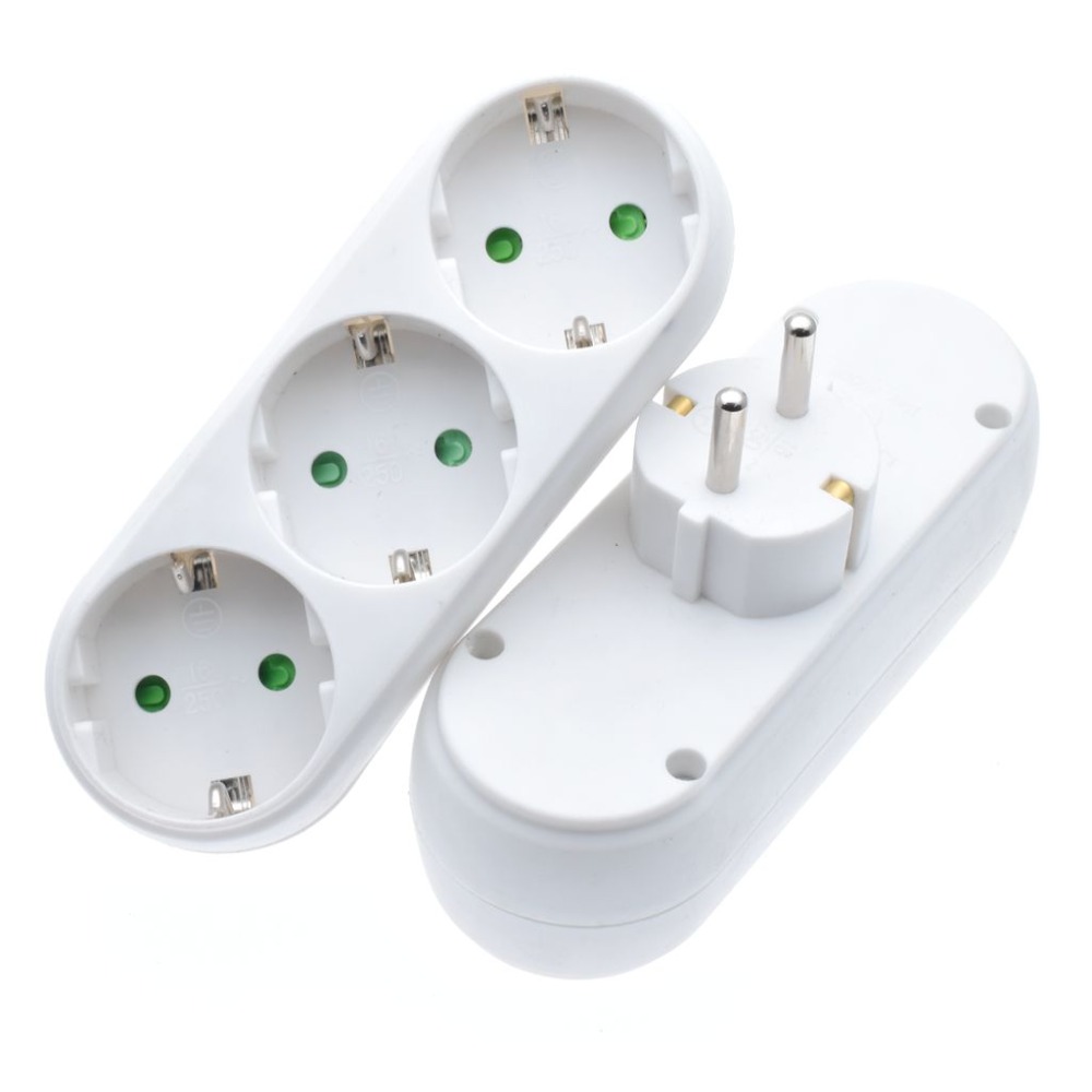 European Conversion Plug 1 TO 3 Way Socket Adapter EU Standard Power Adapter Socket 16A Travel Plugs AC 110~250V