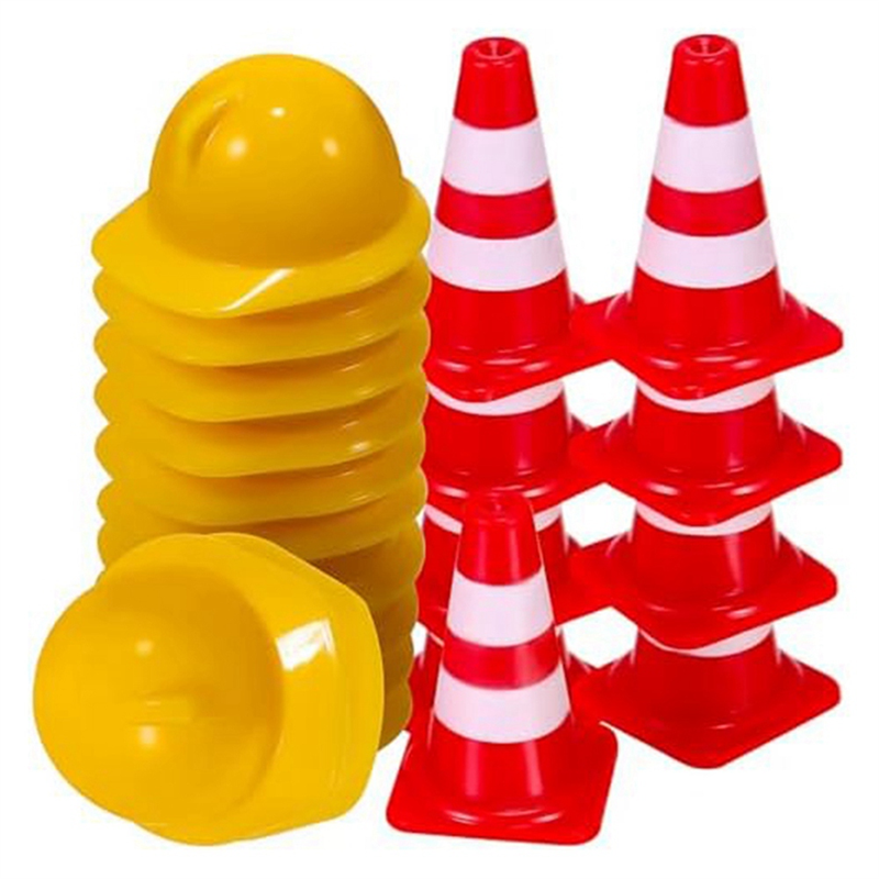50Pcs Traffic Cones with 50Pcs Mini Hard Hat, Mini Traffic Road Signs Construction Cones Supplies