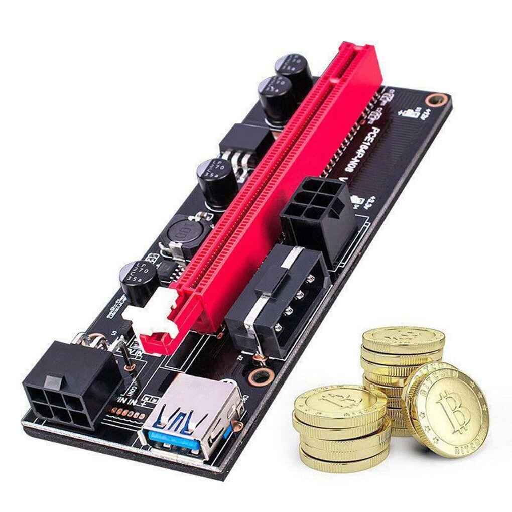 New PCI-E pcie Riser 009 Express 1X 4x 8x 16x Extender PCI E USB Riser 009S Dual 6Pin Adapter Card SATA 15pin for BTC Miner. 