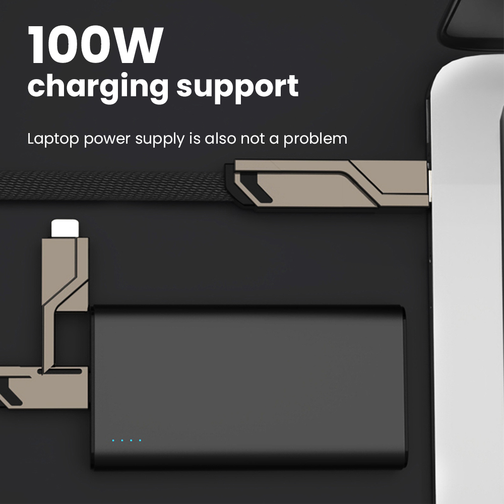 4 in 1 Fast Charging USB Type C Cable Charger Cable Data Cable For phone Phones Accessories Mobile Phone Cable Flat Braided Anti-Tangle Charger Cord SJX-035. 