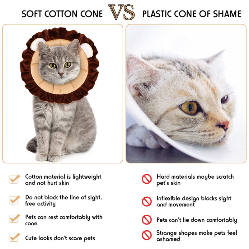 Pet Lion Shape Elizabeth Ring Comfortable Adjustable Anti-bite Recovery Collar Protective Cone For Dogs Cats. 
