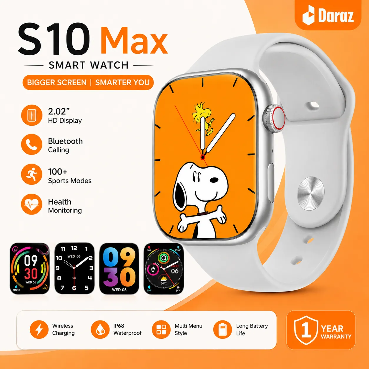 S10 Max Laxasfit Smart Watch 2.29 Inch AMOLED Display NFC Bluetooth Call Wireless Charging