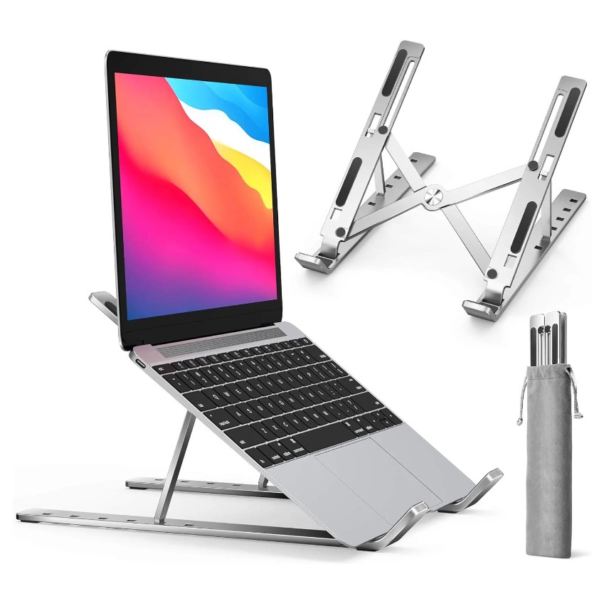 Laptop Stand Aluminum Alloy Adjustable & Foldable Travel Creative Folding Storage Bracket Stand - Laptop Stand Aluminum Alloy Adjustable & Foldable Travel Creative Folding Storage Bracket Stand buy online Bangladesh Gadget Corner