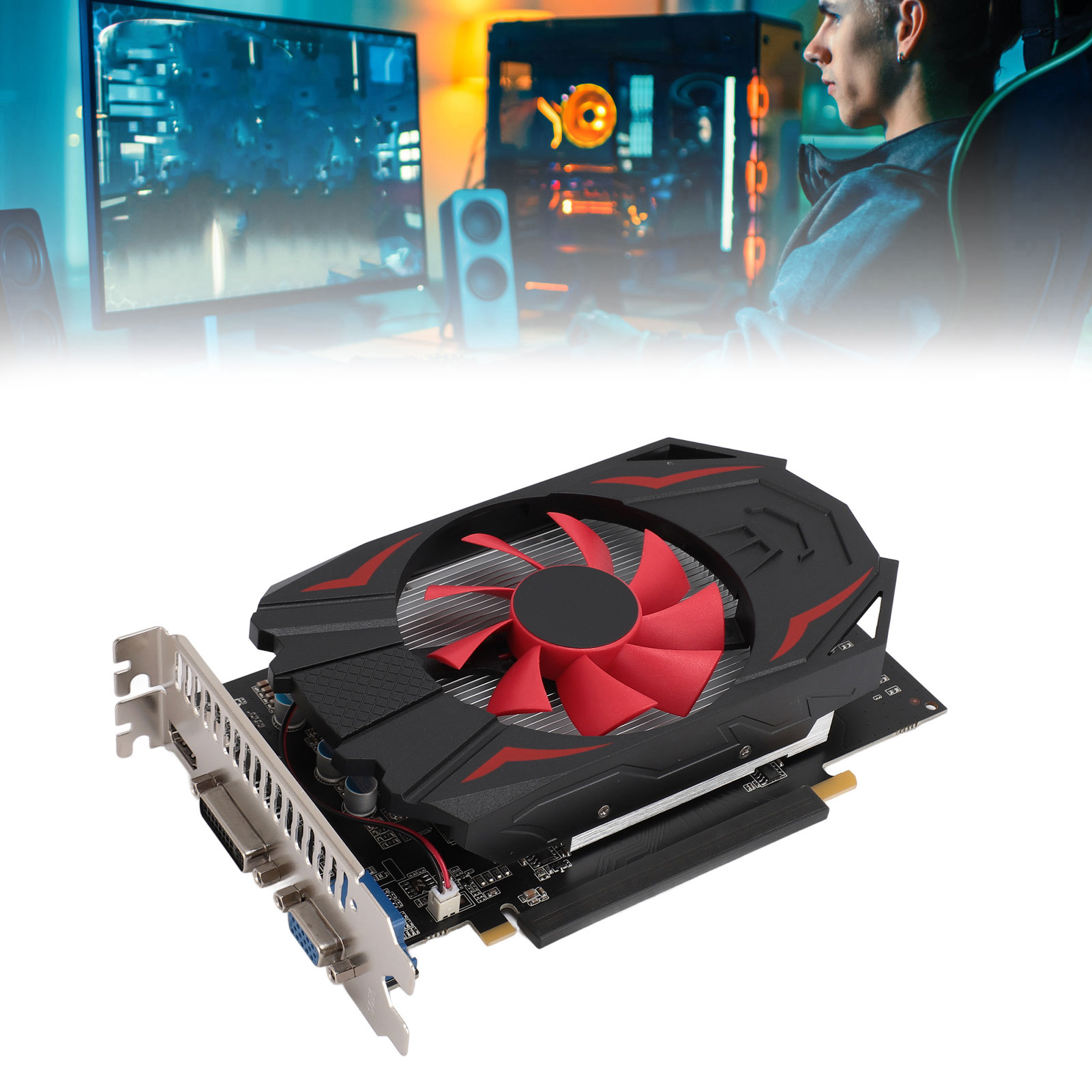 GPU Video Card 5000MHZ Core Frequency GTX1050 2GB DDR5 128bit Game Graphics Card Plug and Play 2560x1600 Resolution PCI Express 2.0 16X Slot for Desktop PC. 