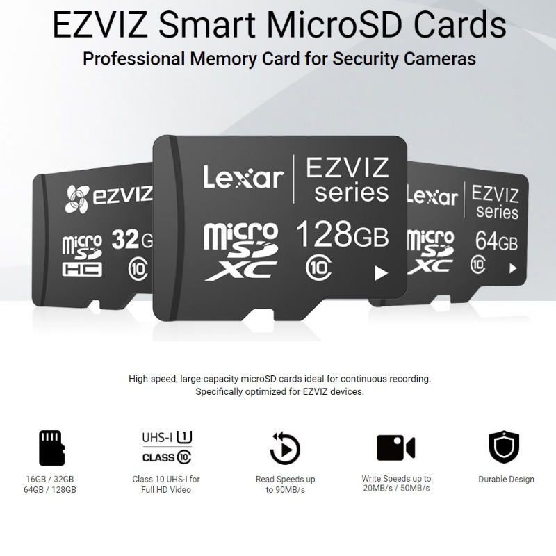 【Ready Stock+FREE Shipping+COD】Ezviz microSD Memory Card - 16GB/ 32GB/ 64GB/ 128GB Ezviz Class 10 Micro SD HC/XC Memory Card. 