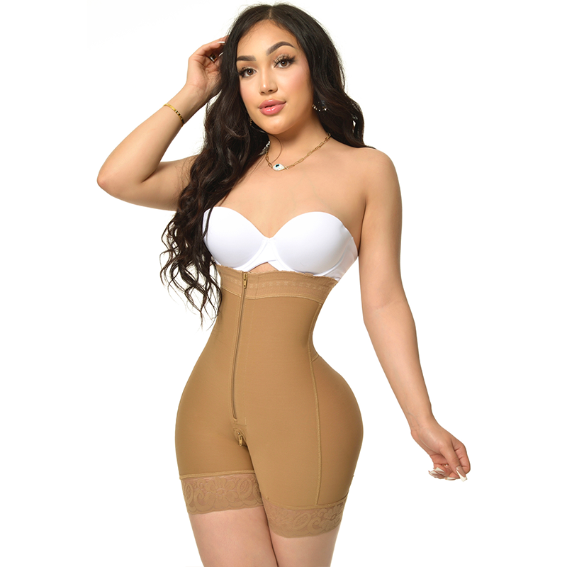 Fajas Colombianas Compression Shapewear Open Bust Tummy Control with Zipper Extra Firm Zipper Crotch Control Body Shaper XXS. 