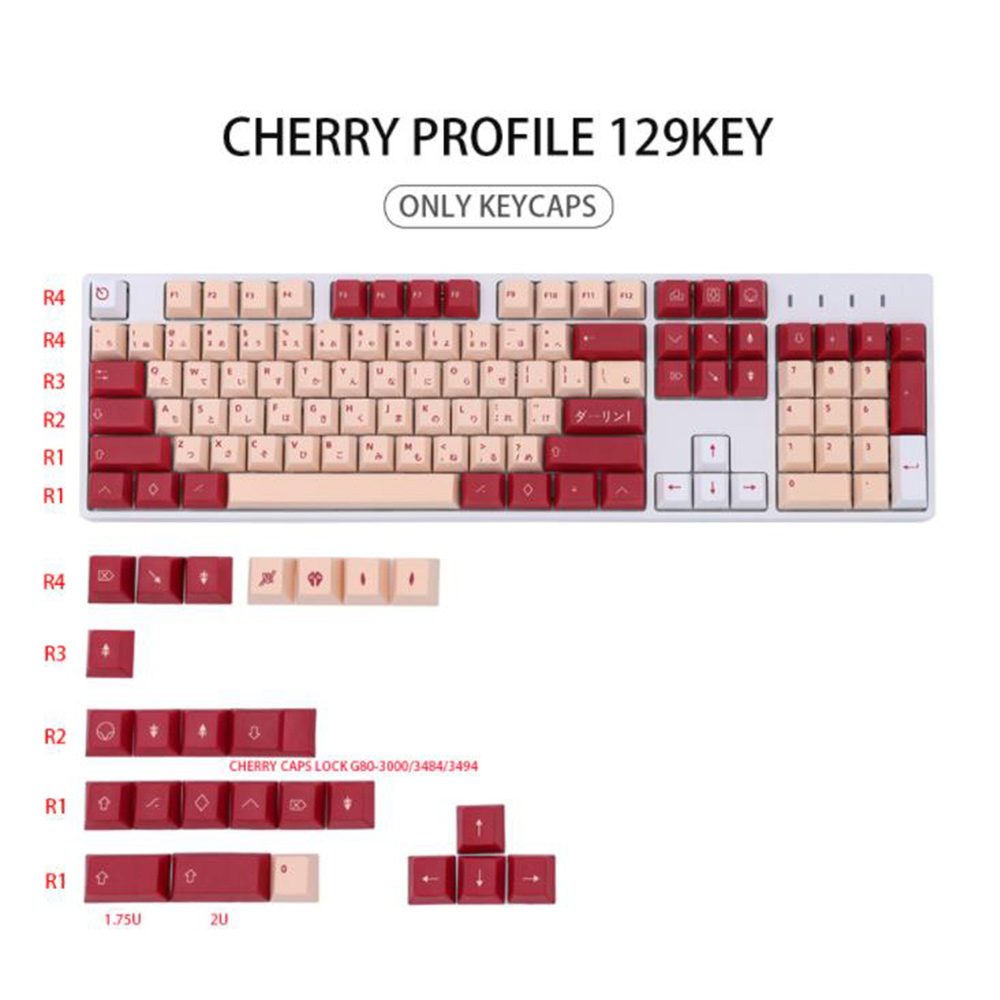 129 Key Darling Keycaps Cherry Profile DYE-SUB Personalized Keycap. 