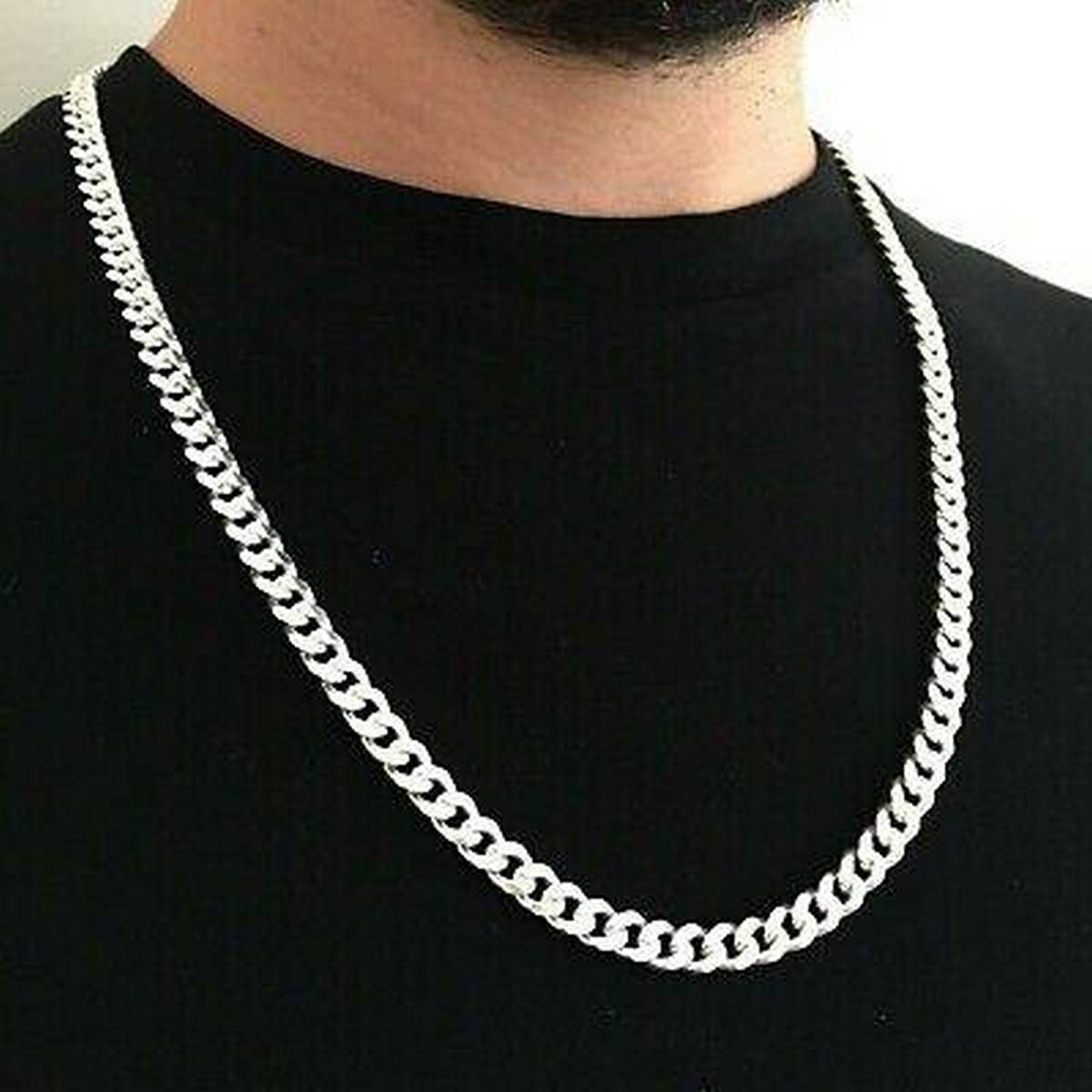Men's Solid Sterling Silver Rhodium 
