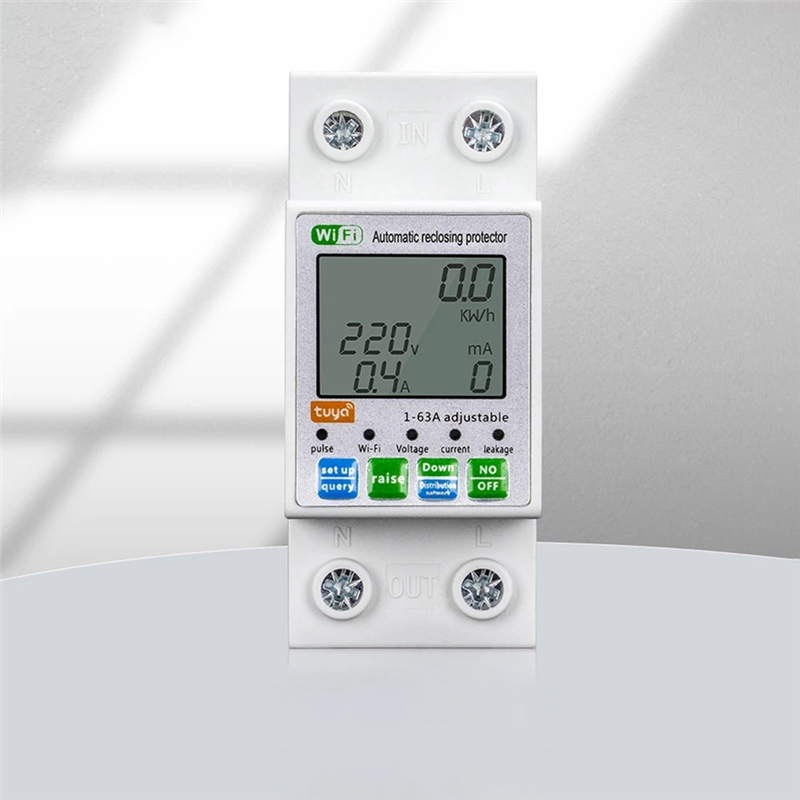 Tuya WiFi 1-63A Intelligent Automatic Reclosing Protector Current Voltage Monitoring MeterDisplay Switch Power Meter Easy Install. 