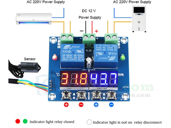 XHM - 452, Incubator Temperature and Humidity Control, Thermometer Hygrometer Controller Module DC 12V LED Digital Display. 