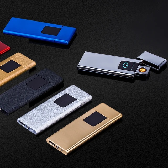 Smart Fingerprint Sensor Lighter Flameless Windproof Lighter Double Side Cigarette Ignition Lighter USB Rechargeable Lighter Best Gift for Your Boyfriend, Family, Your Father. 