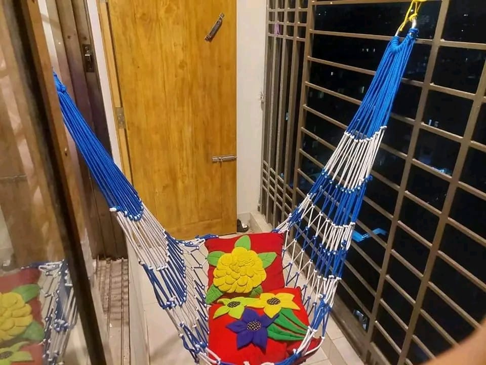 Handcrafted Swing With SS Rings on both side For All-1Pcs| Random Colour | Handmade Ring Dolna | Hanging Hammock Rope Bed Swing | Rattan Dulna Cradle for All. 