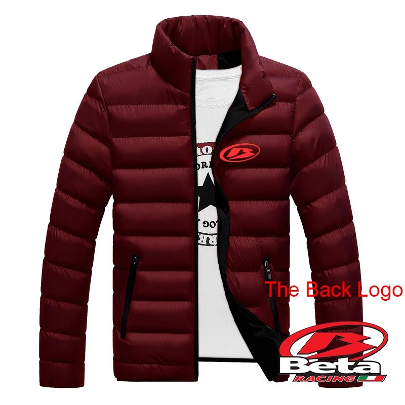 2023 Winter Mens Beta Racing Motocross Motorcycle Logo Print Thicken Casual Zipper Solid Color Popular Lightweight Padded Jacket. 