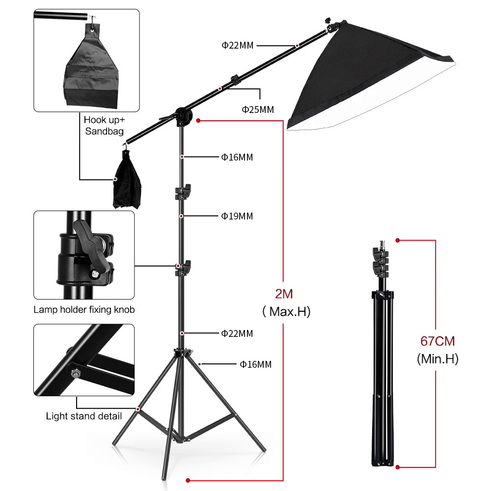 Photography Background Frame Support Softbox Lighting Kit Photo Studio Equipment Accessories With 3Pcs Backdrop And Tripod Stand. 