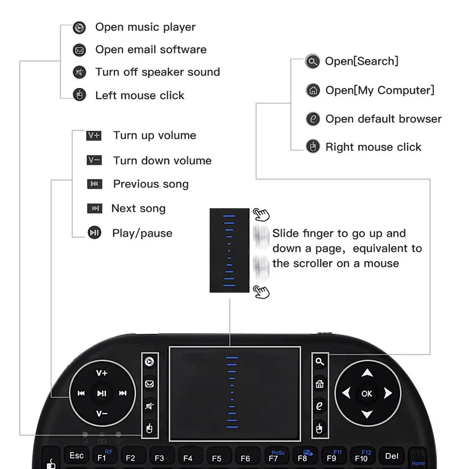 I8-B Mini Wireless Keyboard Rechargable Backlit Mini Keyboard With Touchpad Mouse - For Android Tv / Smart Tv  - Keyboard - Wireless Keyboard. 