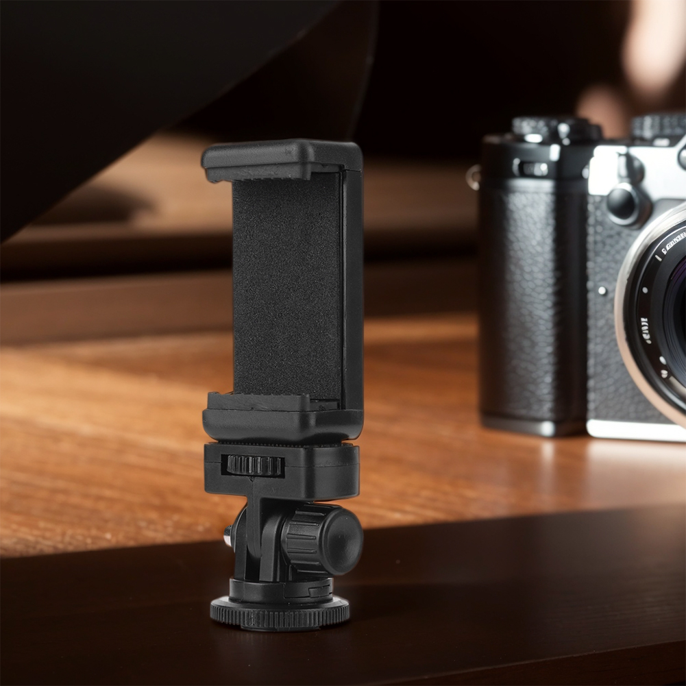 Camera Hot Shoe Phone Holder with Cold Shoe Mount Smartphone Clip
