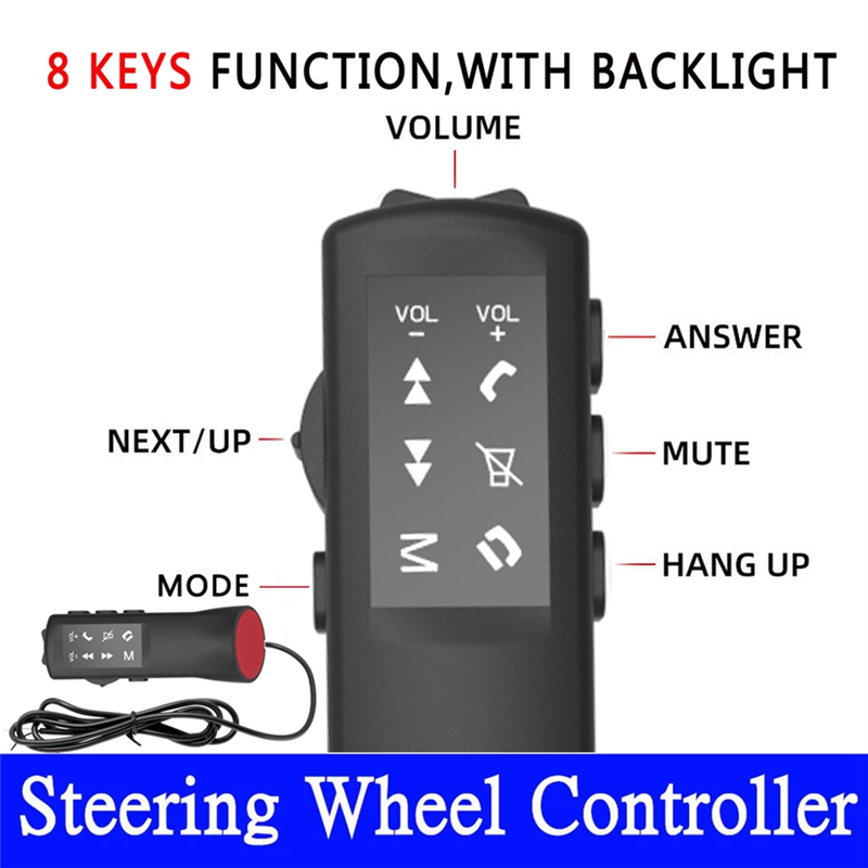 Car Steering Wheel Multi-Function Control Button Handle Key Universal Android Radio DVD 2 Din Android Wired Control Replacement Parts. 