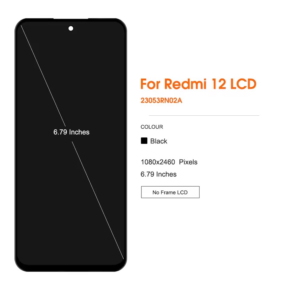 Grade AAA+++ Quality LCD For Xiaomi Redmi 12 4G 5G Display Touch Screen Digitizer Assembly Replacement Parts 100% Tested. 