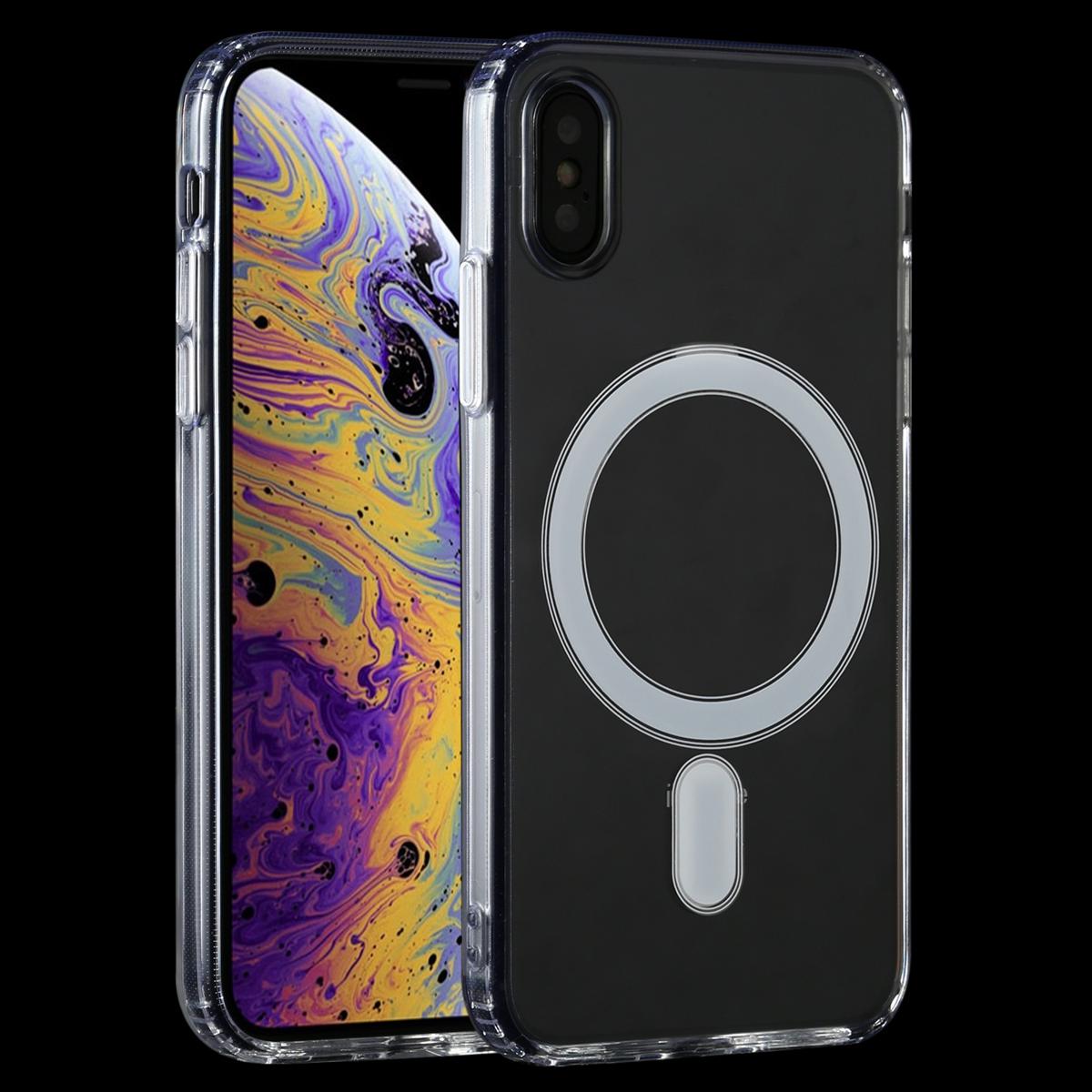 （COD)For iPhone XS Max Magsafe Case Simple Magnetic Ring All-inclusive Clear Crystal Acrylic PC +TPU Shockproof Case