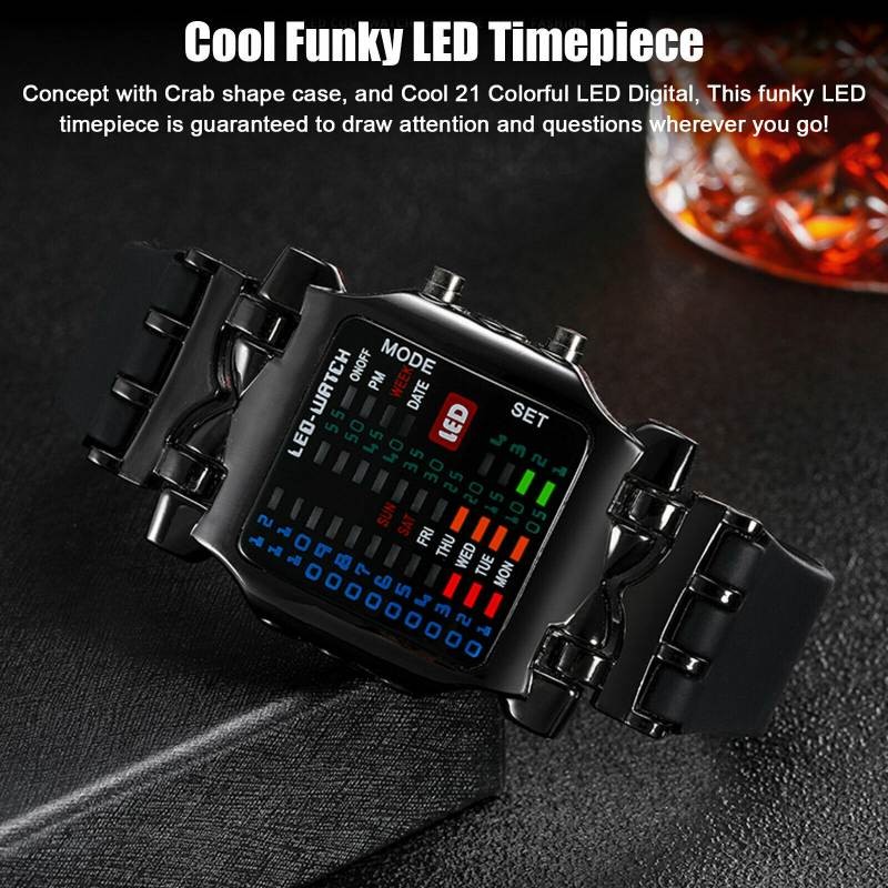 New [uper21]-1Pc Man Binary Electronic WritWatche/ Drop Reitant Lantern Watch/ tudent Fahion port LED Watche. 