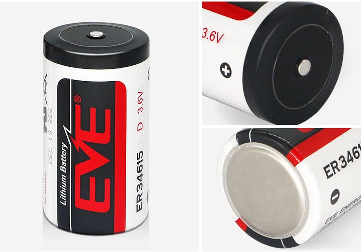 EVE ER34615 3.6V Lithium D Size Battery (Can be used instead of SAFT LS 33600 D size 3.6V Battery)19000mAh Li-SOCL₂ Non-Rechargeable Battery - 1 piece. 