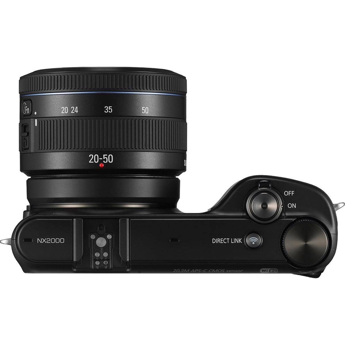 Samsung NX2000 20.3MP CMOS Smart WiFi Mirrorless Digital Camera with 20-50mm Lens and 3.7" Touch Screen LCD (Black)