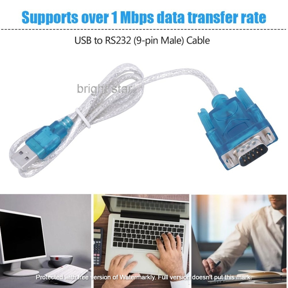 USB to RS232 Serial Port DB9 9 Pin Male COM Port Converter Adapter Cable PDA. 