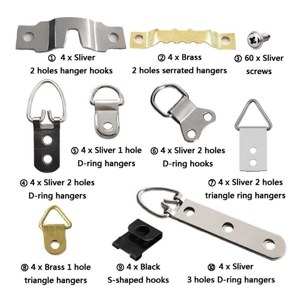 96Pcs/Set Picture Photo Frame Hanging Hooks with Screws Kit. 