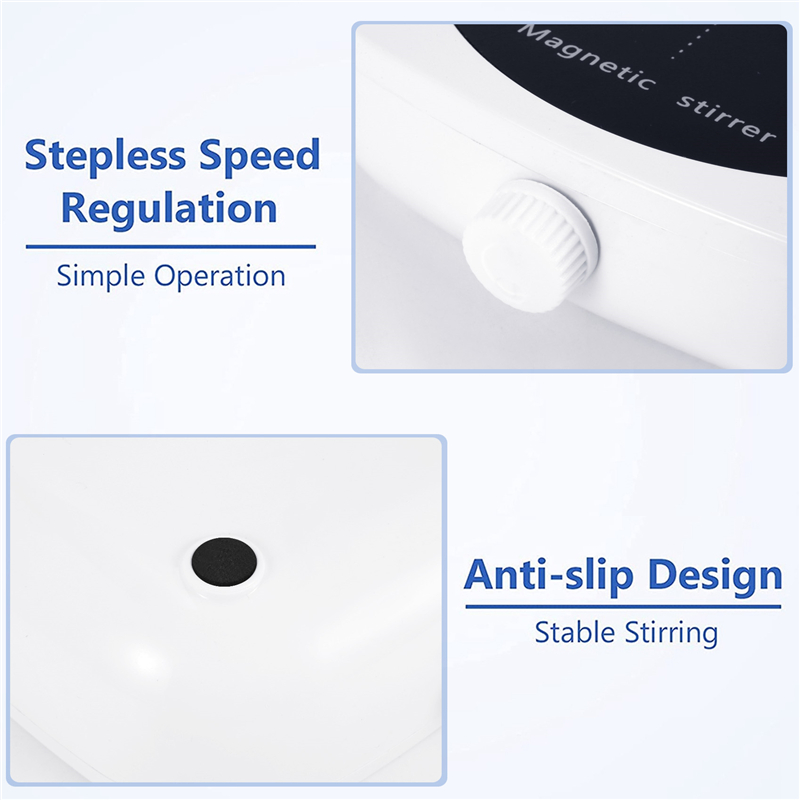 Magnetic Stirrer Mini Lab Stir Mixer Portable Stirrer Plate with Stir Bar 2L 4000RPM for Laboratory EU Plug. 