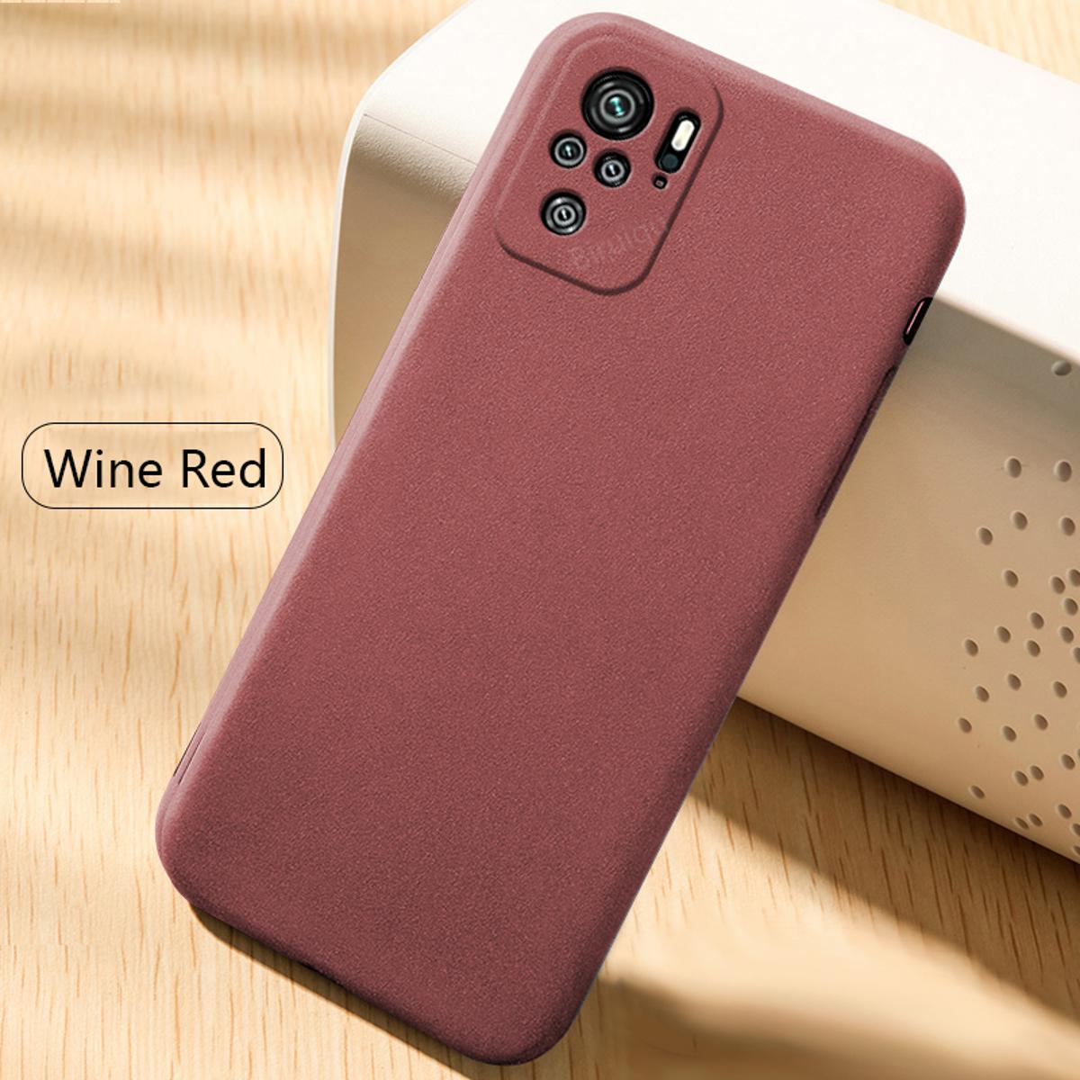 Biruiqu For Redmi Note 10 4G / Redmi Note 10S Shockproof Anti Slip Soft TPU Sandstone Matte Back Case Cover