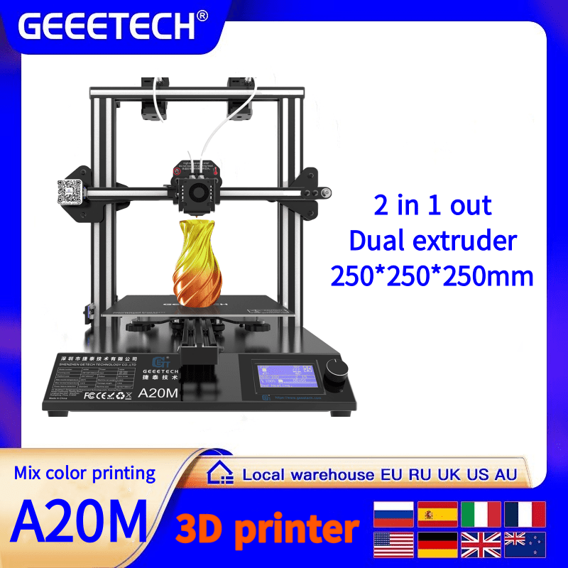 FDM 3D Printer Geeetech Upgrated Version A20T A10T A10M Mizar M 3D Printer Dual Triple Color Mixing, High precision 3d printing. 
