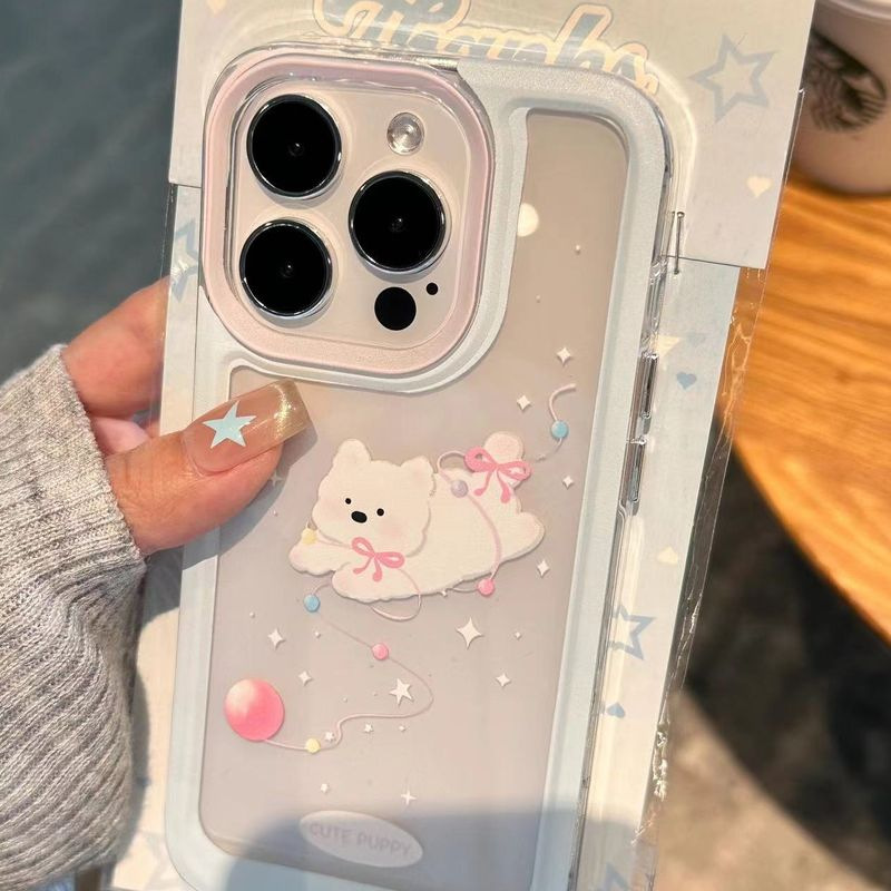 Flying Playing Fur Ball Puppy Suitable for Apple 15plus Anti-Fall 12promax Phone case 14 Transparent 13 Soft xr/7. 