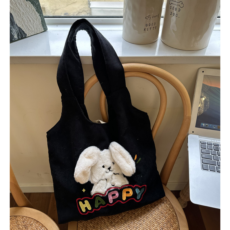 Idle Style Japanese Style Big Ears Canvas Bag Female Versatile Large Capacity Shopping Bag College Students Class Canvas Bag. 