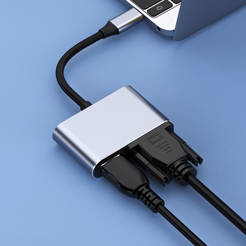 USB C to HDMI VGA Multiport Adapter 4K Type C USB-C HUB Video Projectors Converters Port Adaptor for Macbook Pro. 