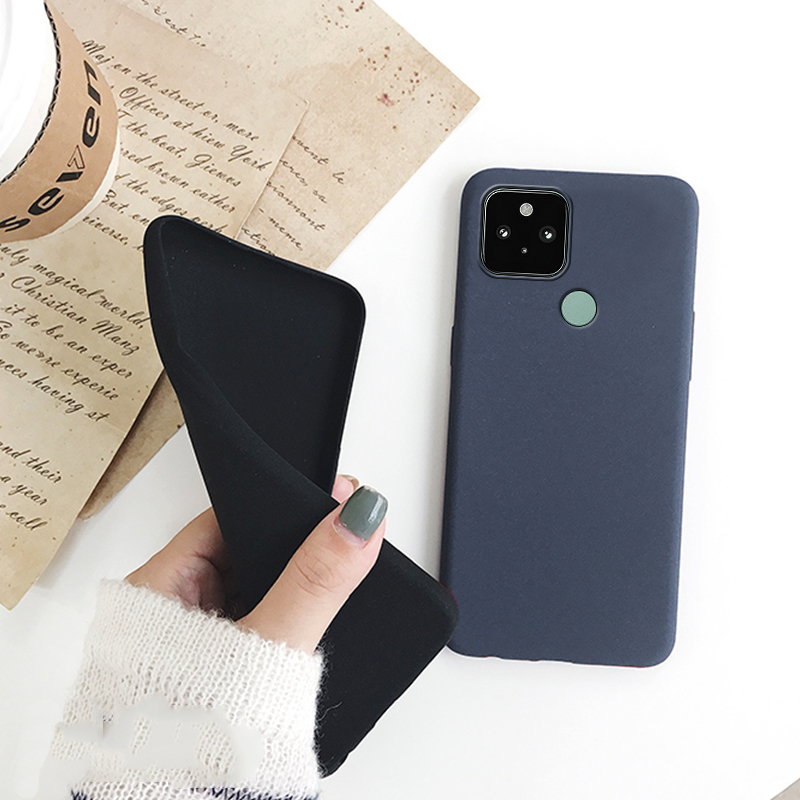 Tokifu For Google Pixel 5 Back Cover Matte Simple Solid Color Soft Silicone TPU Case. 