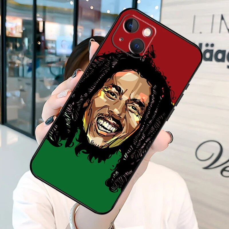 Bob Marley Phone Case on For iPhone 13 12 11 14 15 Pro Max 8 7 Plus SE 2020 XR X XS MAX Soft Back Cover. 