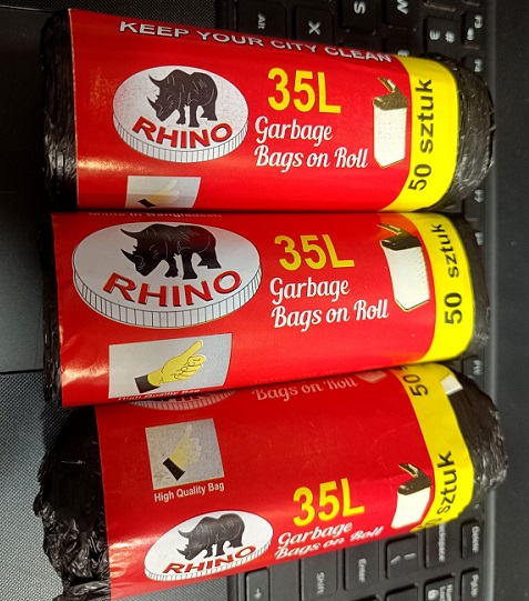 35 Liter Garbage Bags on Roll 50pcs for Lite Use (Width 18" x Height 22" inch). 