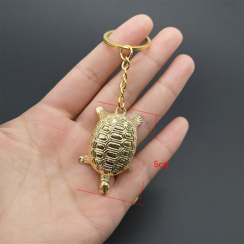 Lucky Small Golden Turtle Key Chain Golden Tortoise Key Rings Car Keychain Bag Pendant H9. 