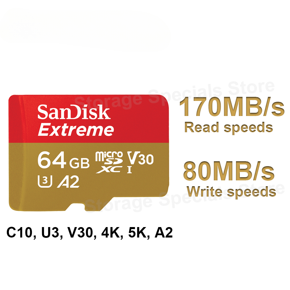SanDisk Extreme micro SD Card 4K 5K UHD Video UHS-I Trans Flash Cards for Instar360 Camera GoPro DJI UAV Memory micro SDXC Card. 