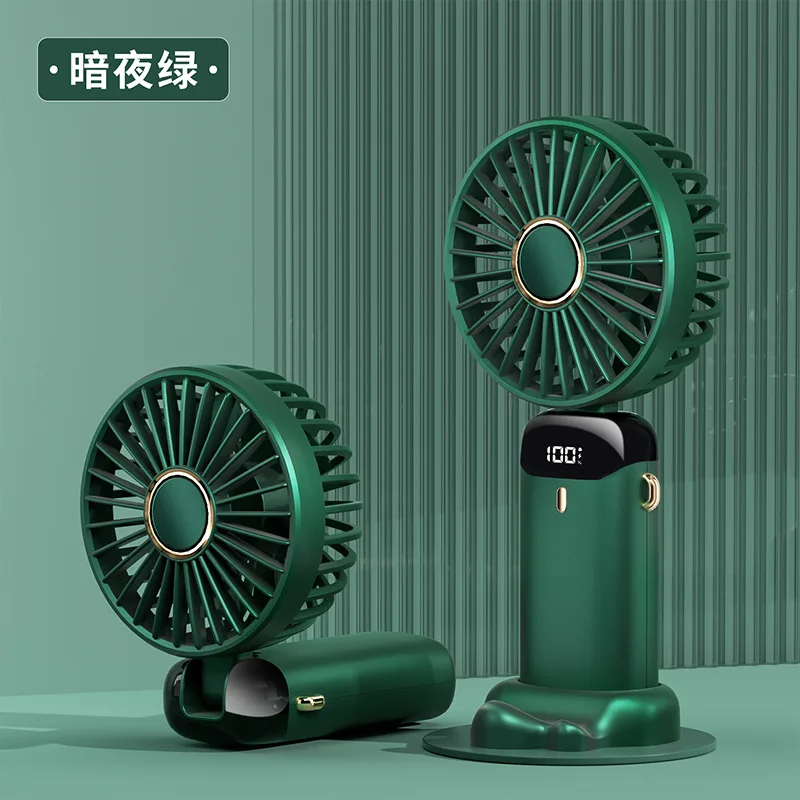 Handheld Mini Fan Foldable Portable Neck Hanging Fans 5 Speed USB Rechargeable Fan with Phone Stand and LED Digital Display Screen-Gadget Biz. 