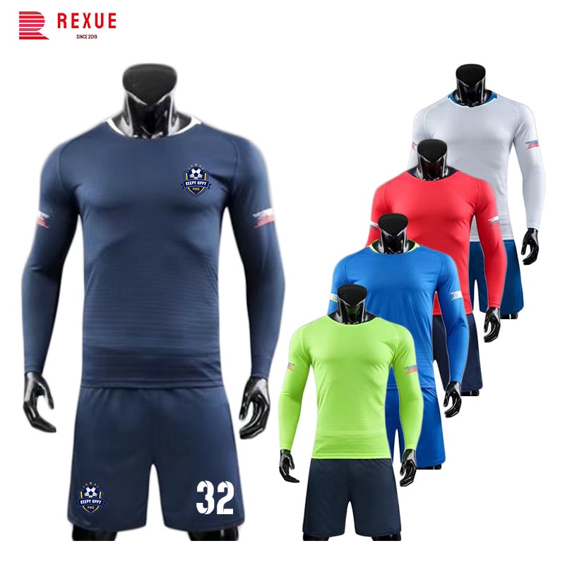 Men Custom Football Jersey Sets Blank Version New In Long Sleeve And Shorts Summer Team Club Soccer Match Training Uniforms. 