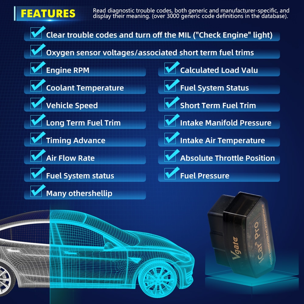 Vgate iCar Pro ELM 327 OBD2 Scanner BT 4.0 WIFI For Android/IOS OBD 2 Automotive Tool OBDII Code Reader Car Diagnostic Tool. 
